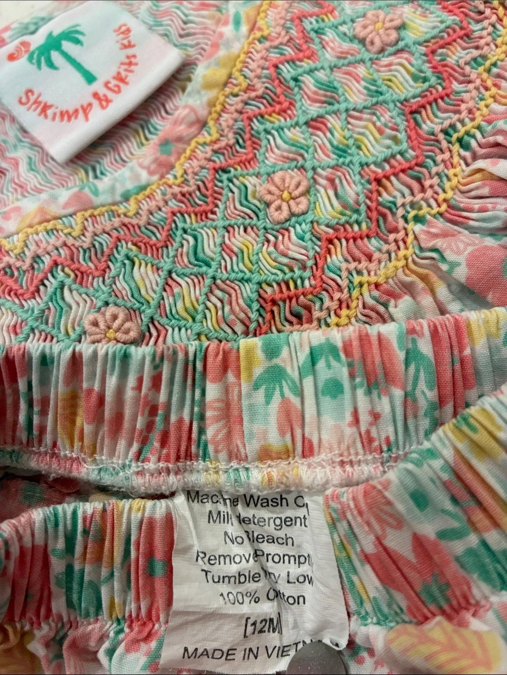 Floral Smocked Tank & Bloomers Matching Set - Pink & Mint